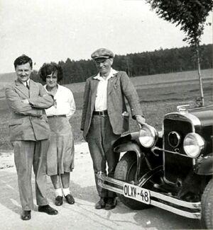 Julius Müller s manželkou a Miloš Seifert, 1935